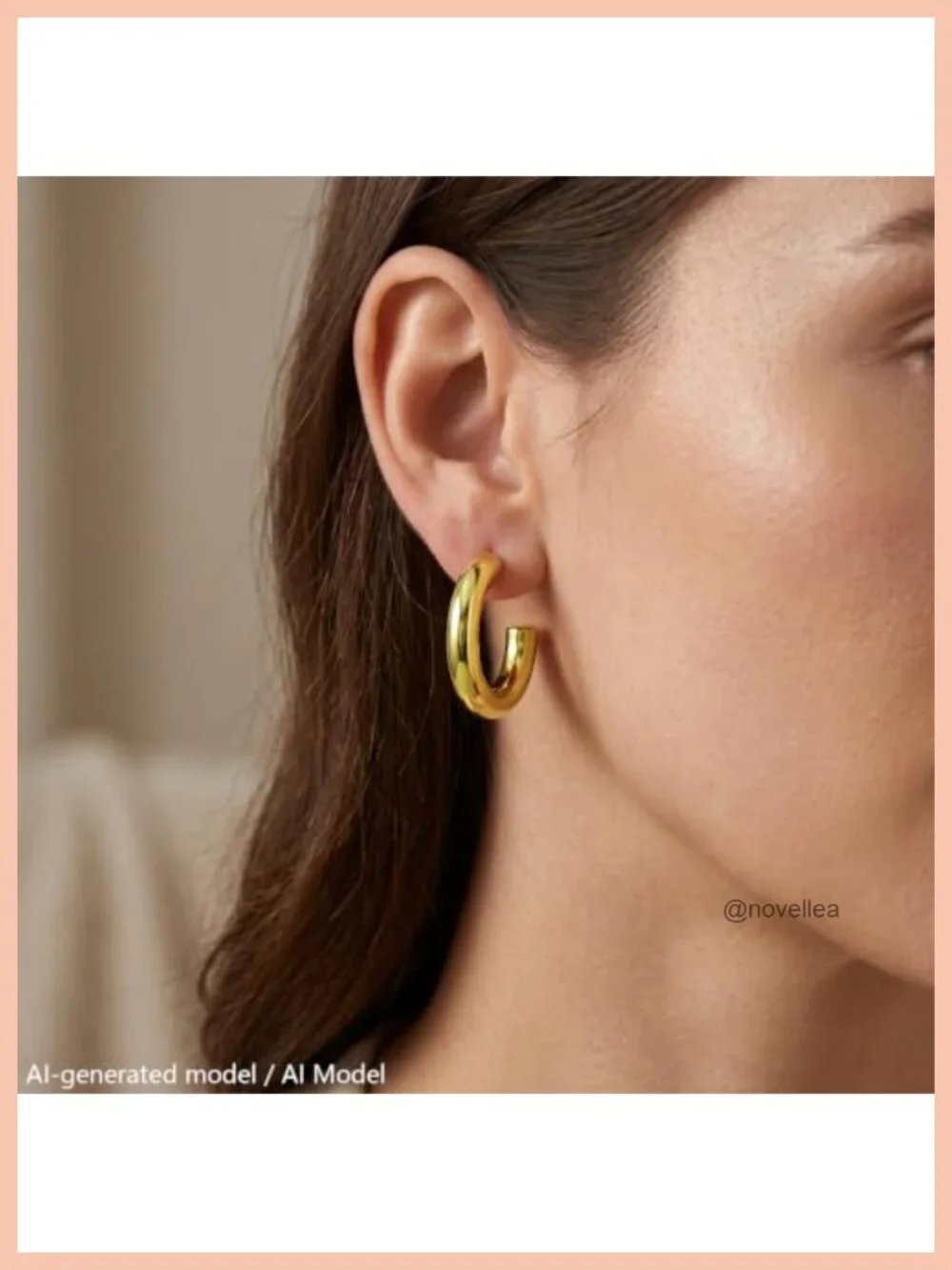 18K Yellow Gold Plated Chunky Hoop Earrings Hypoallergenic Lightweight for Women